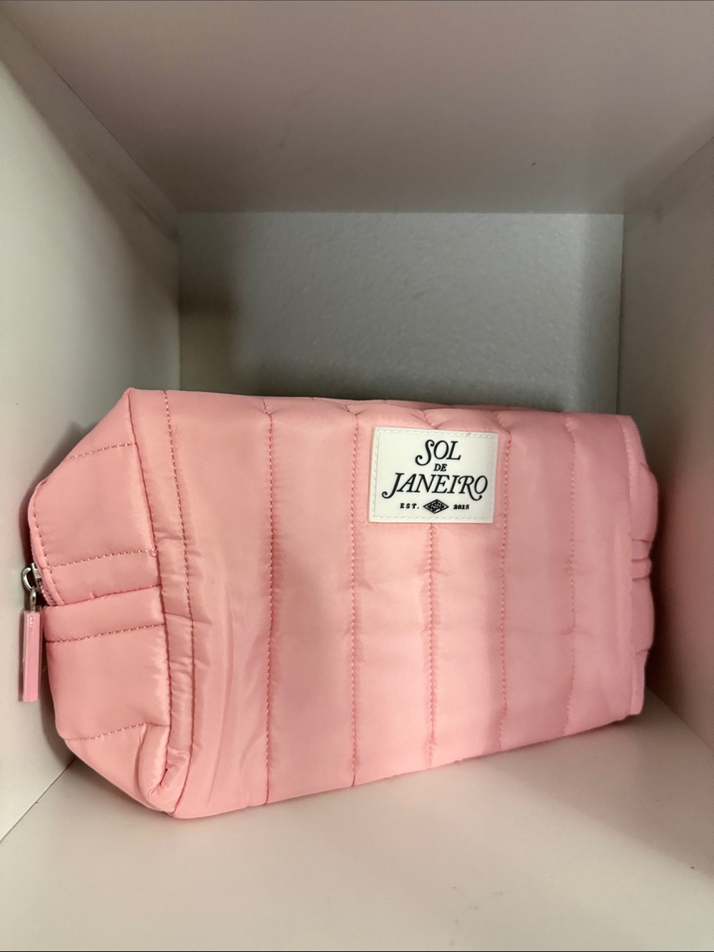 S Sol de Janeiro Quilted Soft Pink Travel Cosmetic Pouch